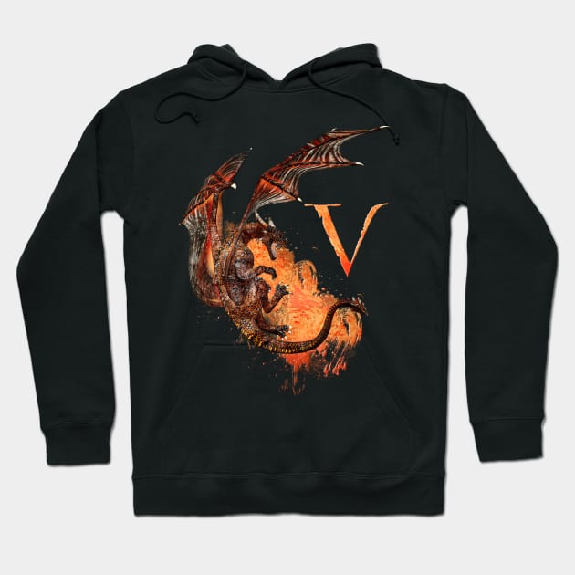 Drachen Buchstabe V Hoodie by AndreaTiettje